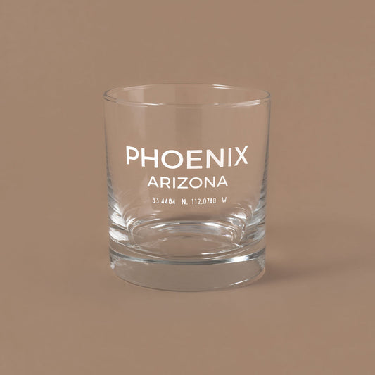 NARBO Phoenix, AZ Map Traditional Whisky Rock Drinking Glass 11oz