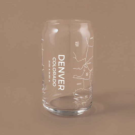 NARBO Denver, CO Map Beer Can Drinking Glass 16oz