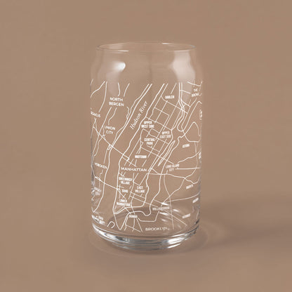 NARBO New York City Map Beer Can Drinking Glass 16oz
