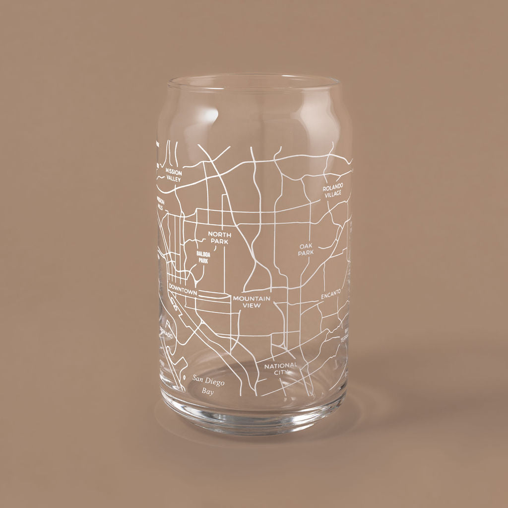 NARBO San Diego, CA Map Beer Can Drinking Glass 16oz