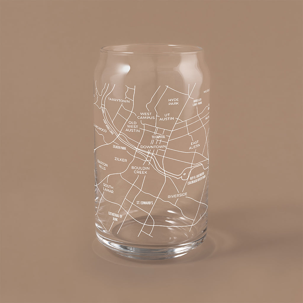 NARBO Austin, TX Map Beer Can Drinking Glass 16oz