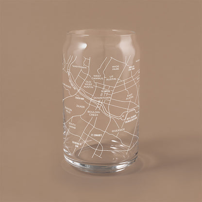 NARBO Austin, TX Map Beer Can Drinking Glass 16oz