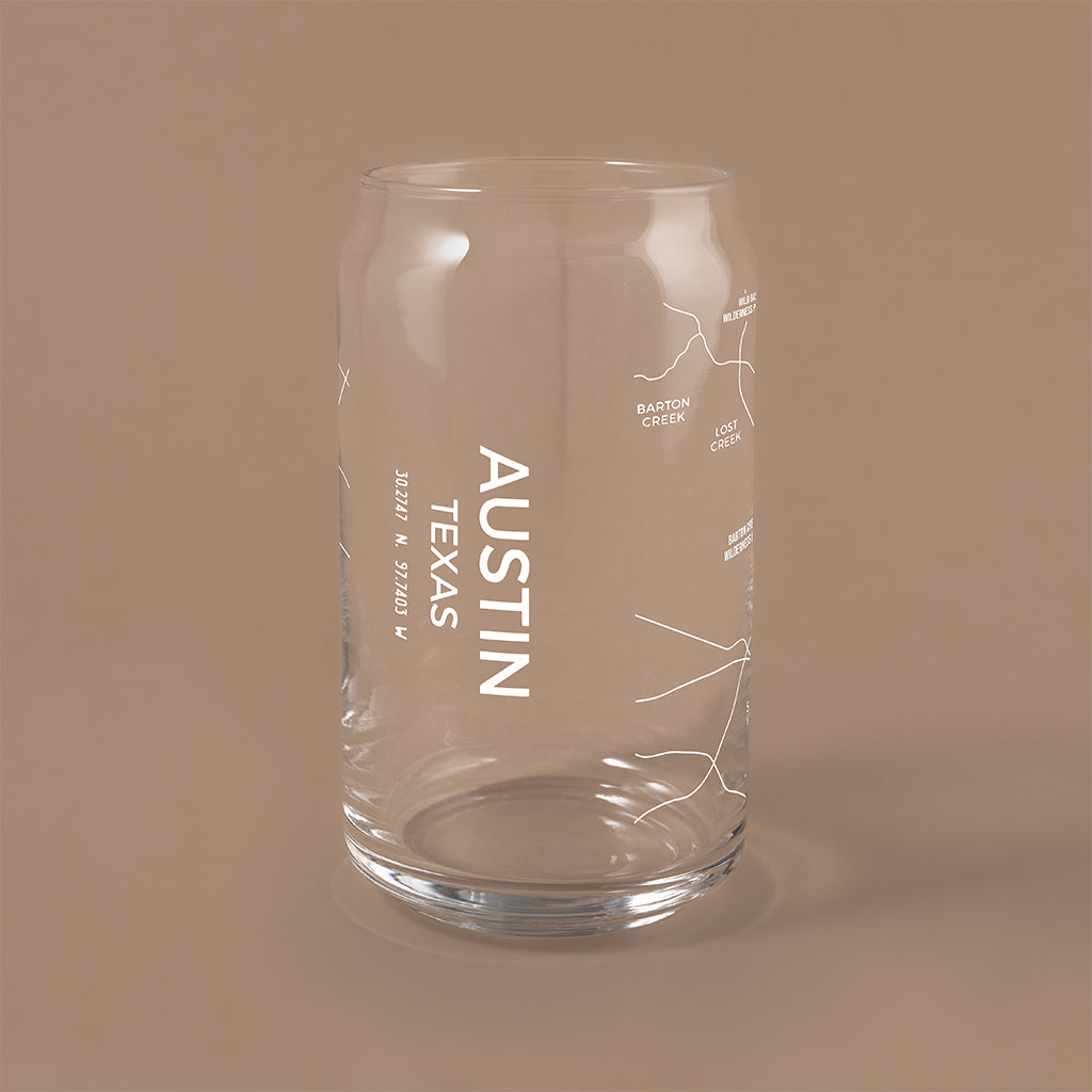 NARBO Austin, TX Map Beer Can Drinking Glass 16oz