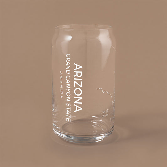 NARBO Arizona State Map Beer Can Drinking Glass 16oz