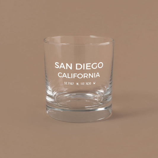 NARBO San Diego, CA Map Traditional Whisky Rock Drinking Glass 11oz