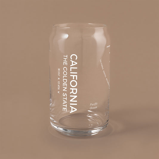 NARBO California State Map Beer Can Drinking Glass 16oz