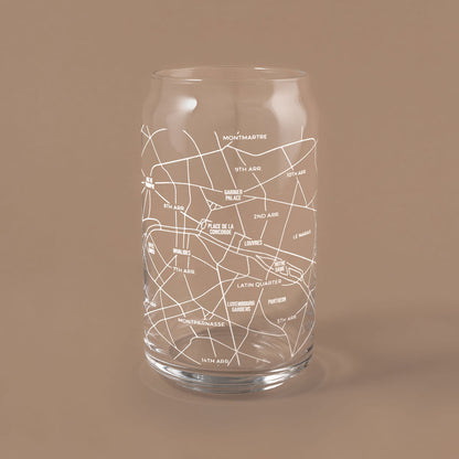 NARBO Paris Map Beer Can Drinking Glass 16oz