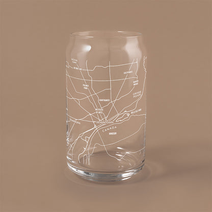 NARBO Detroit Michigan map Beer Can Drinking Glass 16oz