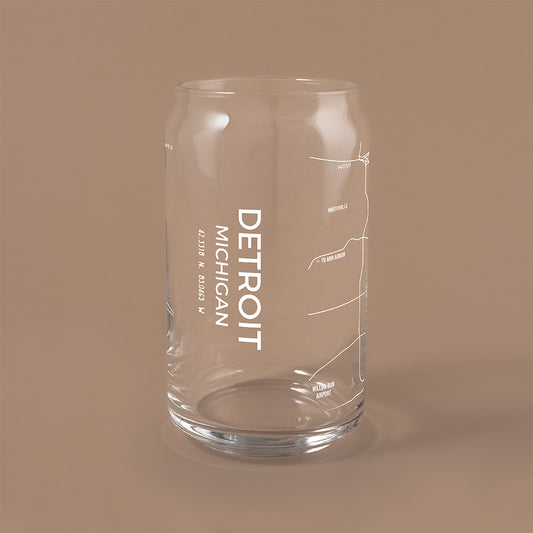 NARBO Detroit Michigan map Beer Can Drinking Glass 16oz