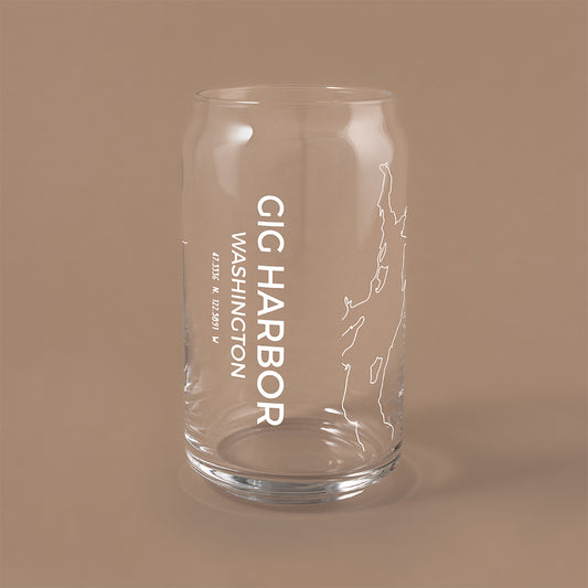 NARBO Gig Harbor, WA Map Beer Can Drinking Glass 16oz