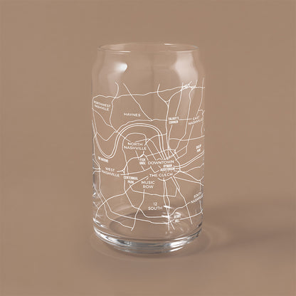 NARBO Nashville Tennessee map Beer Can Drinking Glass 16oz