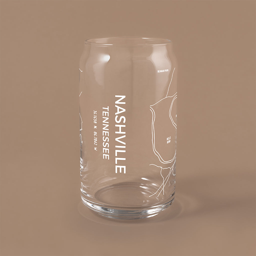 NARBO Nashville Tennessee map Beer Can Drinking Glass 16oz