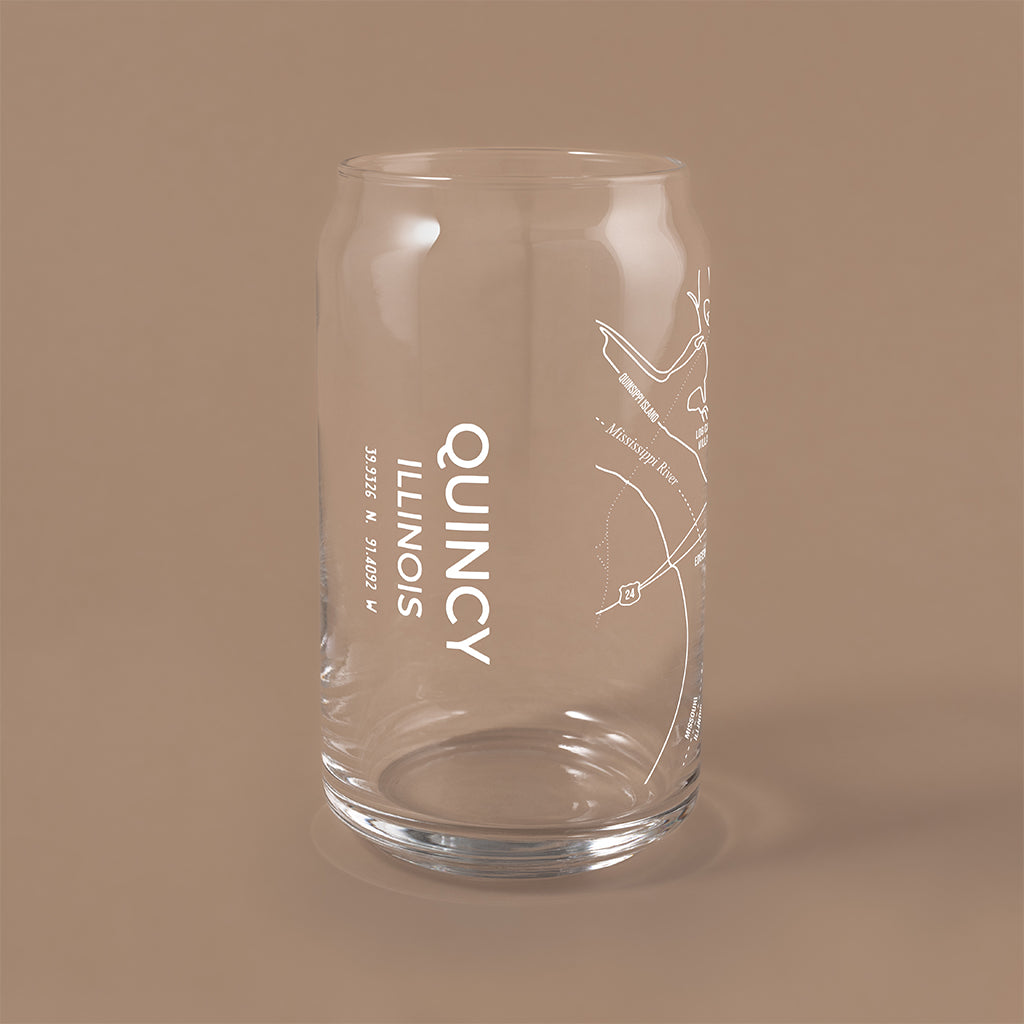 NARBO Quincy Illinois map Beer Can Drinking Glass 16oz