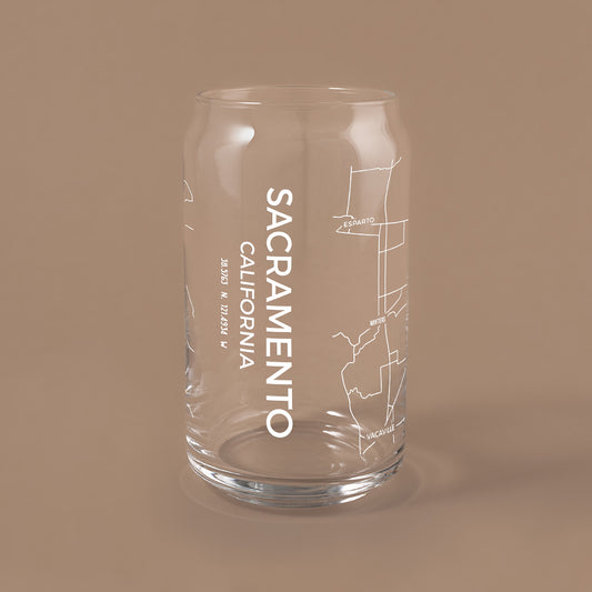 NARBO Sacramento, CA Map Beer Can Drinking Glass 16oz