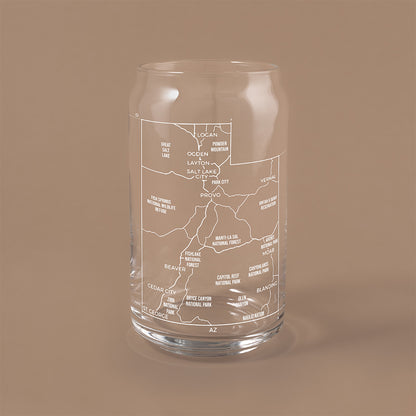 NARBO Utah State Map Beer Can Drinking Glass 16oz